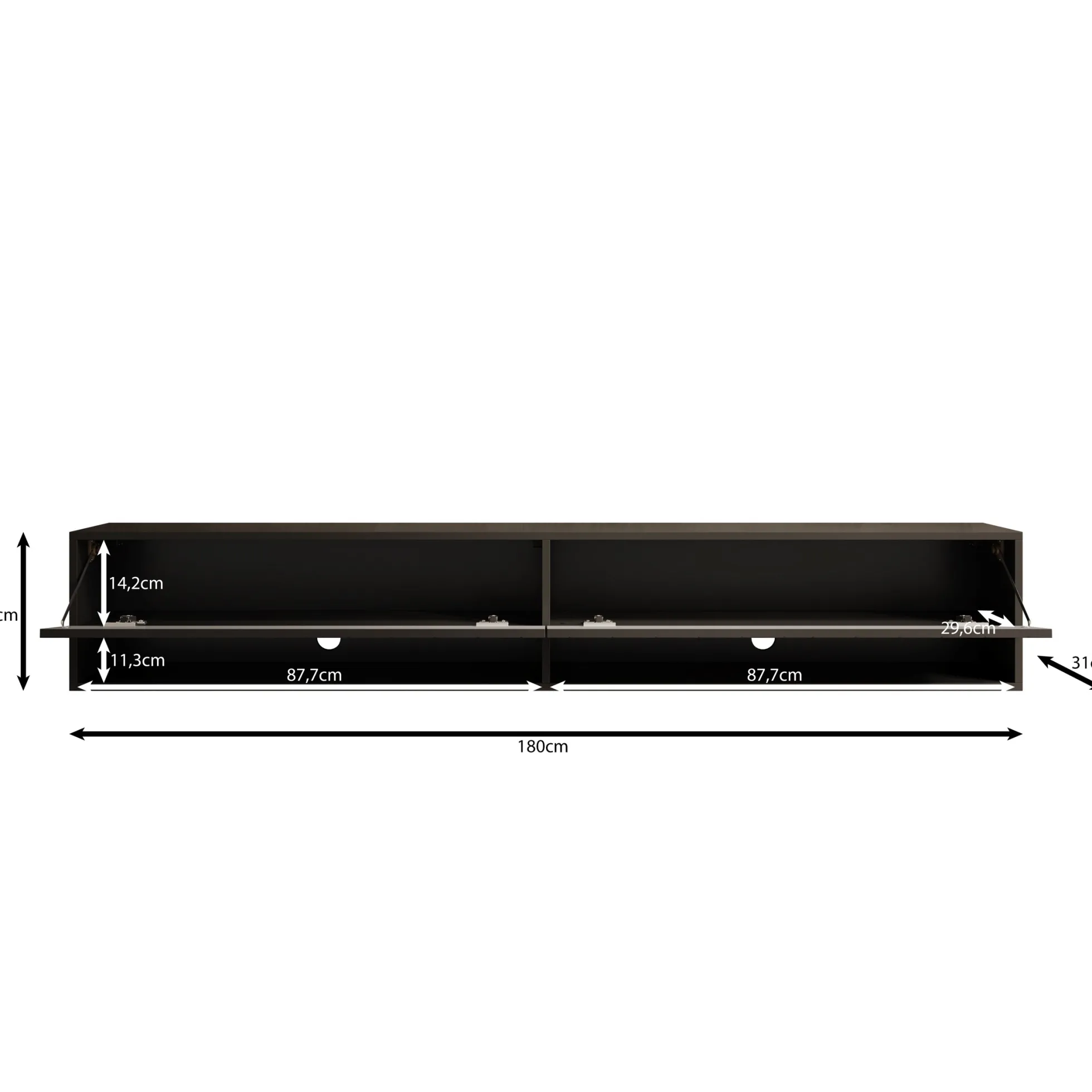 Asino - TV-Meubel - Zwart visgraat - 180x31x30 cm