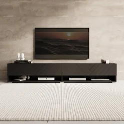 Asino - TV-Meubel - Zwart visgraat - 180x31x30 cm