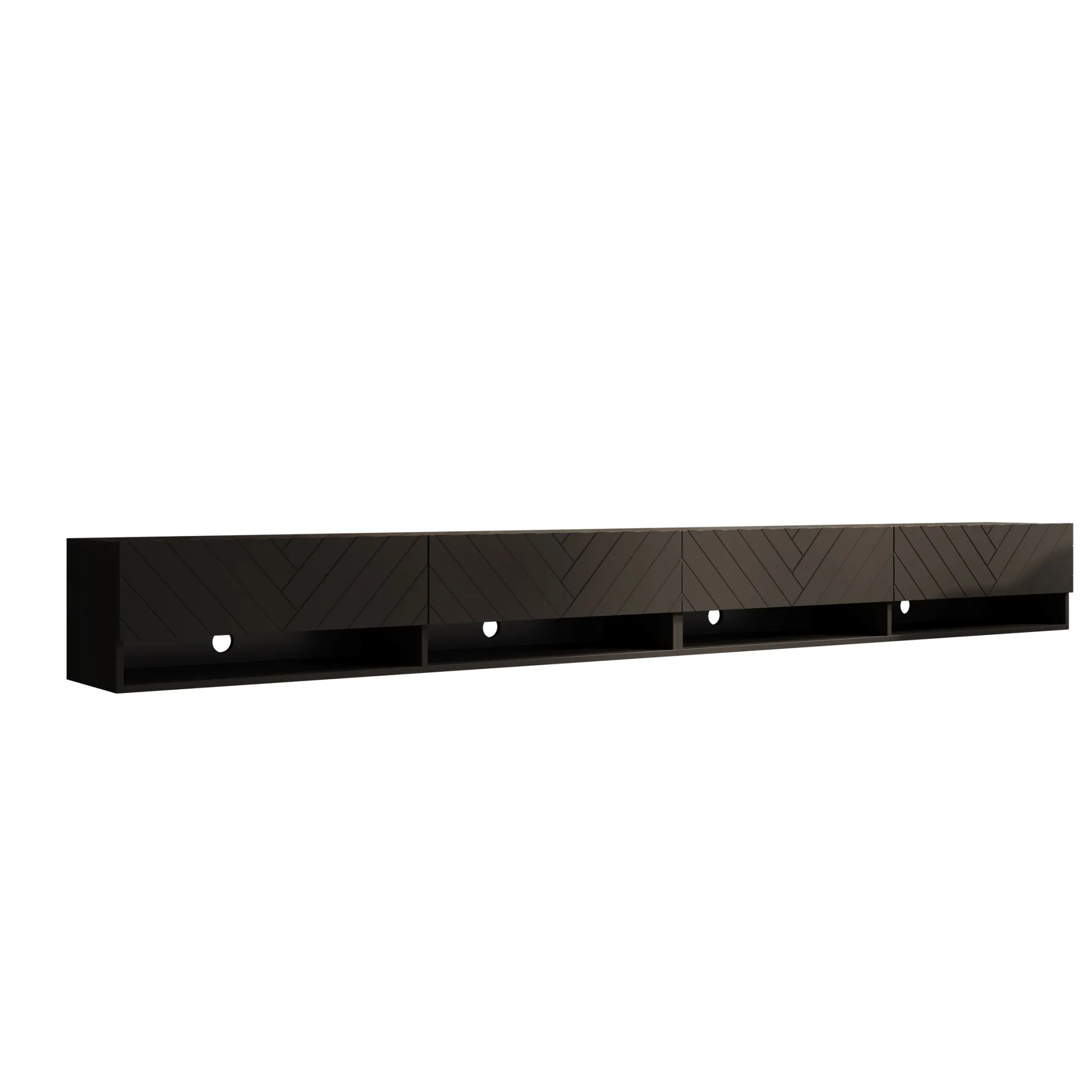 Asino - TV-Meubel - Zwart Visgraat - 280x31x30 cm