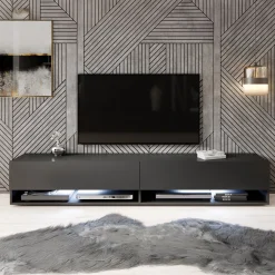 Asino - TV-Meubel met verlichting - Mat zwart - 180 cm