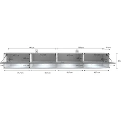 Asino - TV-Meubel met verlichting - Mat zwart - 200 cm