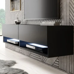 Asino - TV-Meubel met verlichting - Mat zwart - 140 cm