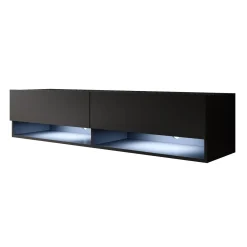 Asino - TV-Meubel met verlichting - Mat zwart - 140 cm