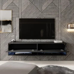 Asino - TV-Meubel met verlichting - Mat zwart - 140 cm
