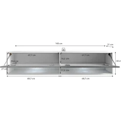 Asino - TV-Meubel met verlichting - Mat zwart - 140 cm