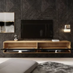 Asino - TV-Meubel met verlichting - Zwart/eiken - 180 cm
