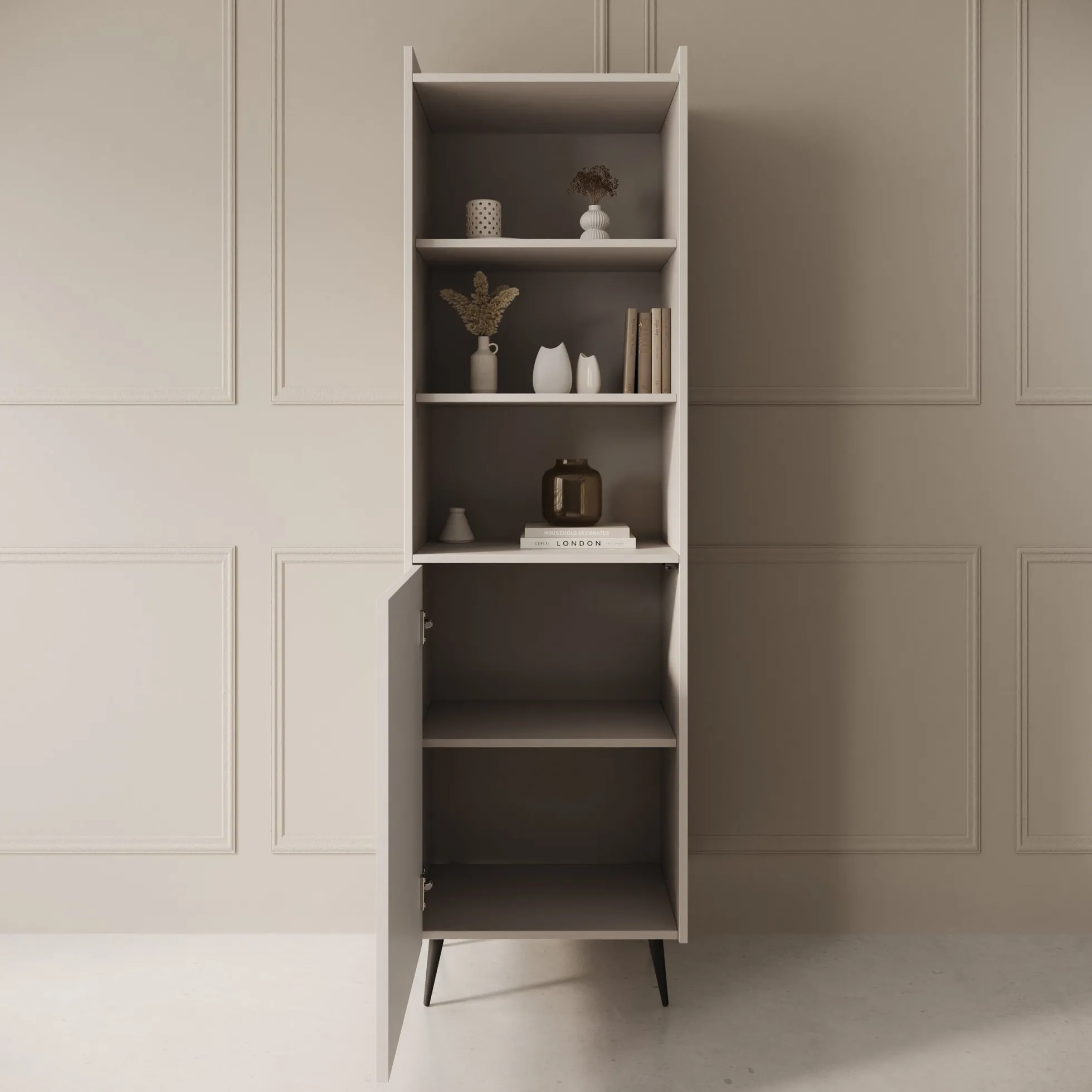Asty - Boekenkast - Beige - 52x41x180 cm