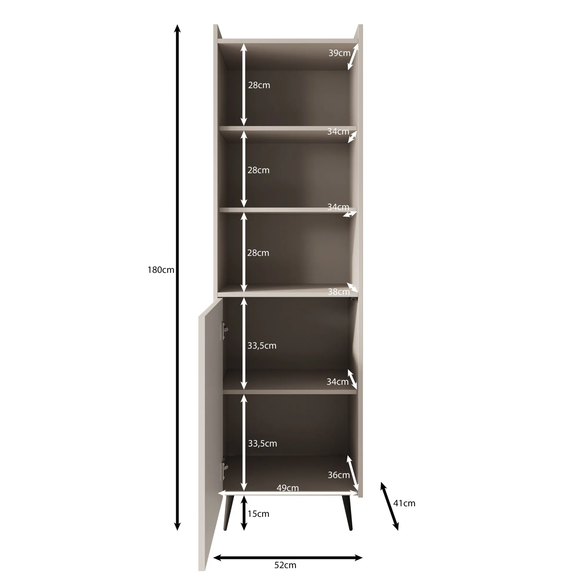 Asty - Boekenkast - Donker eiken - 52x41x180 cm
