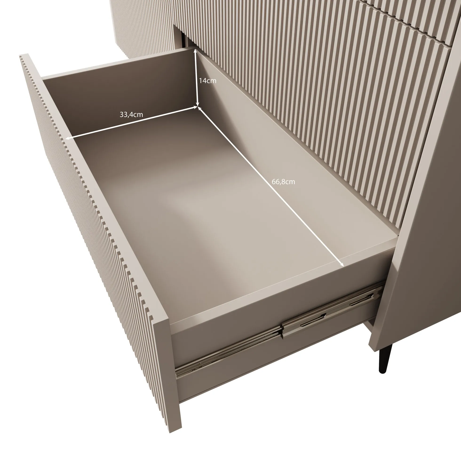 Asty - Dressoir - Beige - 126x41x92 cm