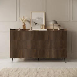 Asty - Ladekast met 6 lades - Donker eiken - 150x41x92 cm