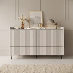 Asty - Ladekast met 6 lades - Beige - 150x41x92 cm