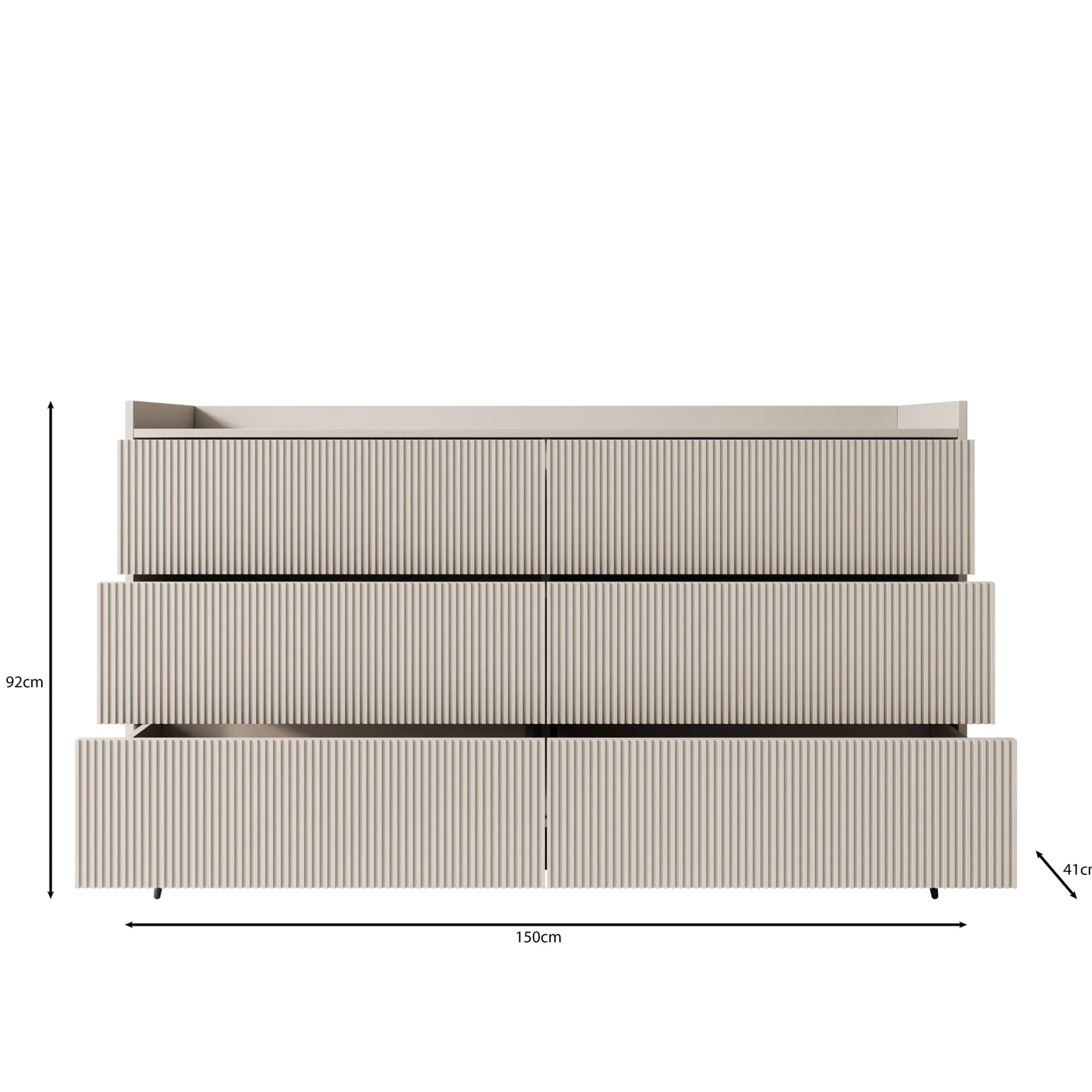 Asty - Ladekast met 6 lades - Beige - 150x41x92 cm
