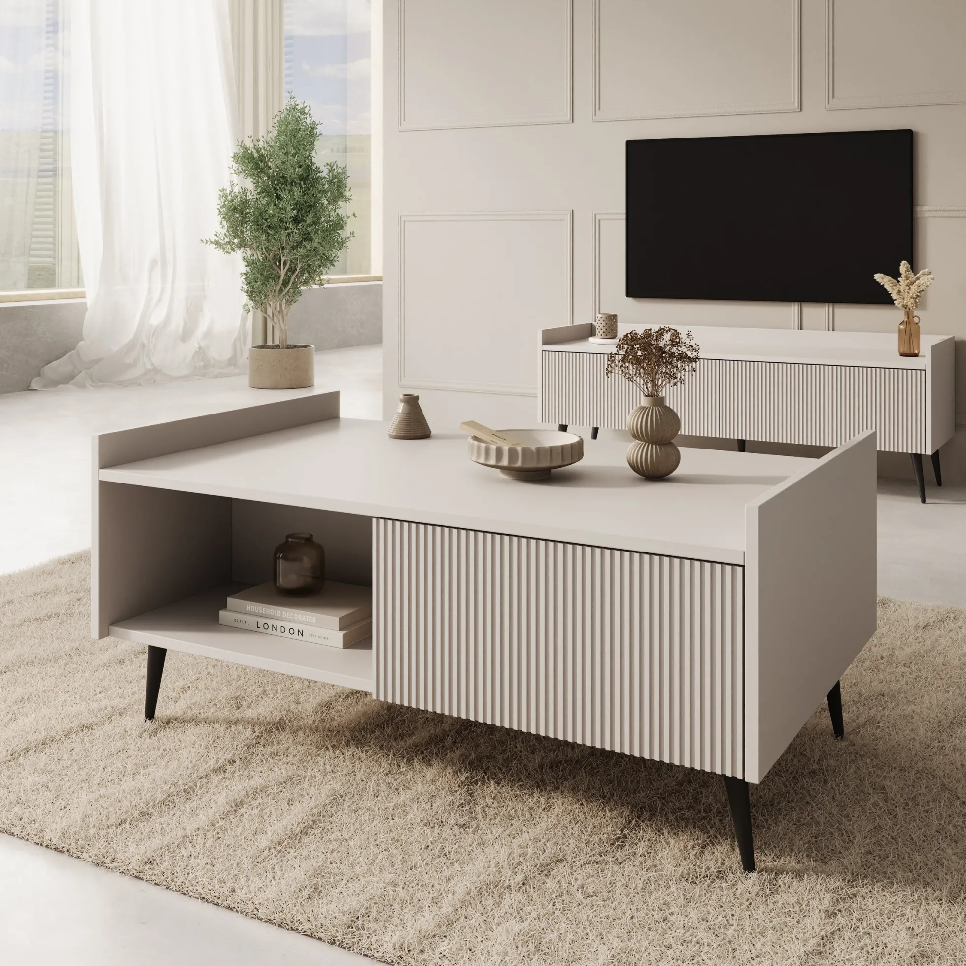 Asty - Salontafel - Beige - 100x60x45 cm