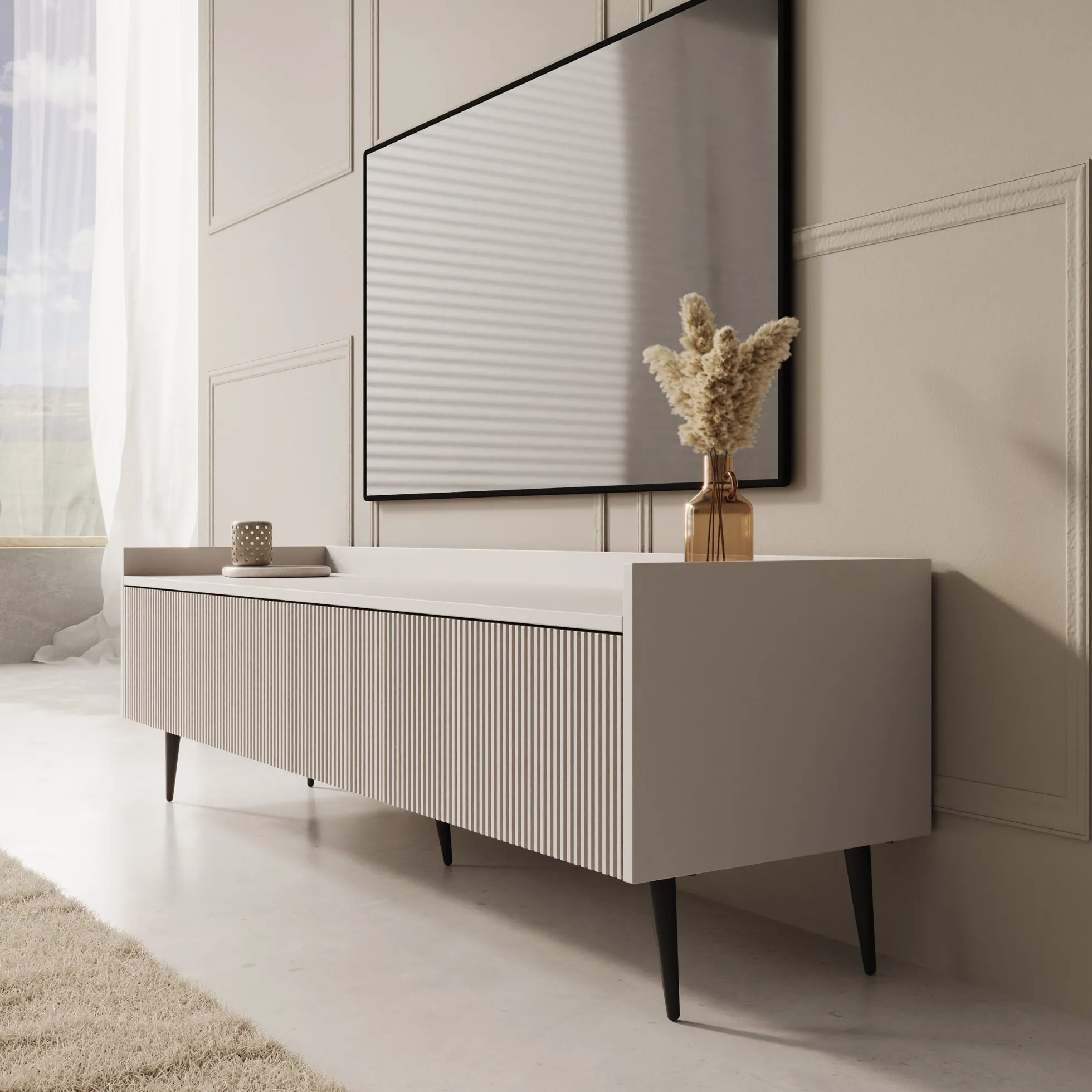 Asty - TV-Meubel - Beige - 150x40x45 cm