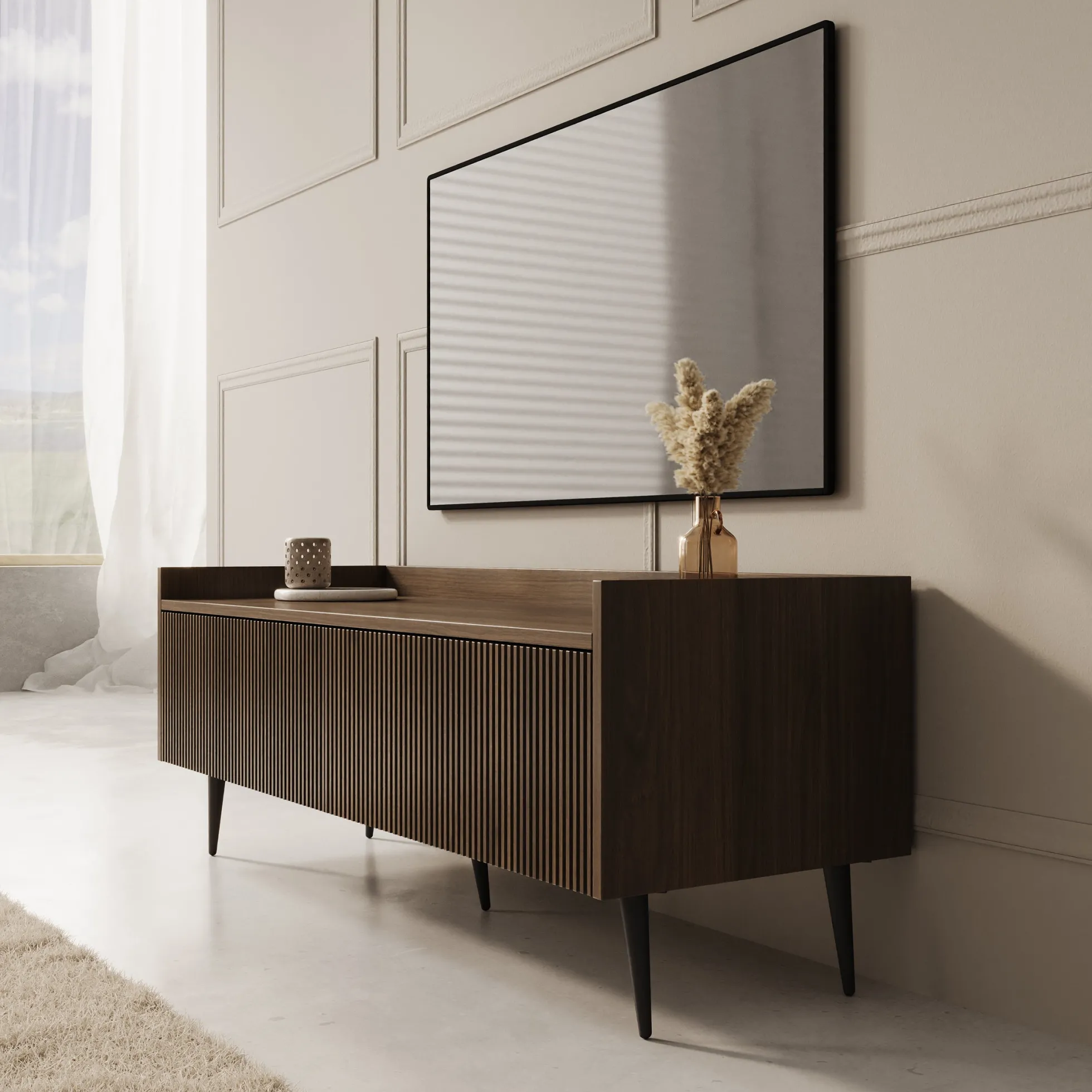 Asty - TV-Meubel - Donker eiken - 121x40x45 cm