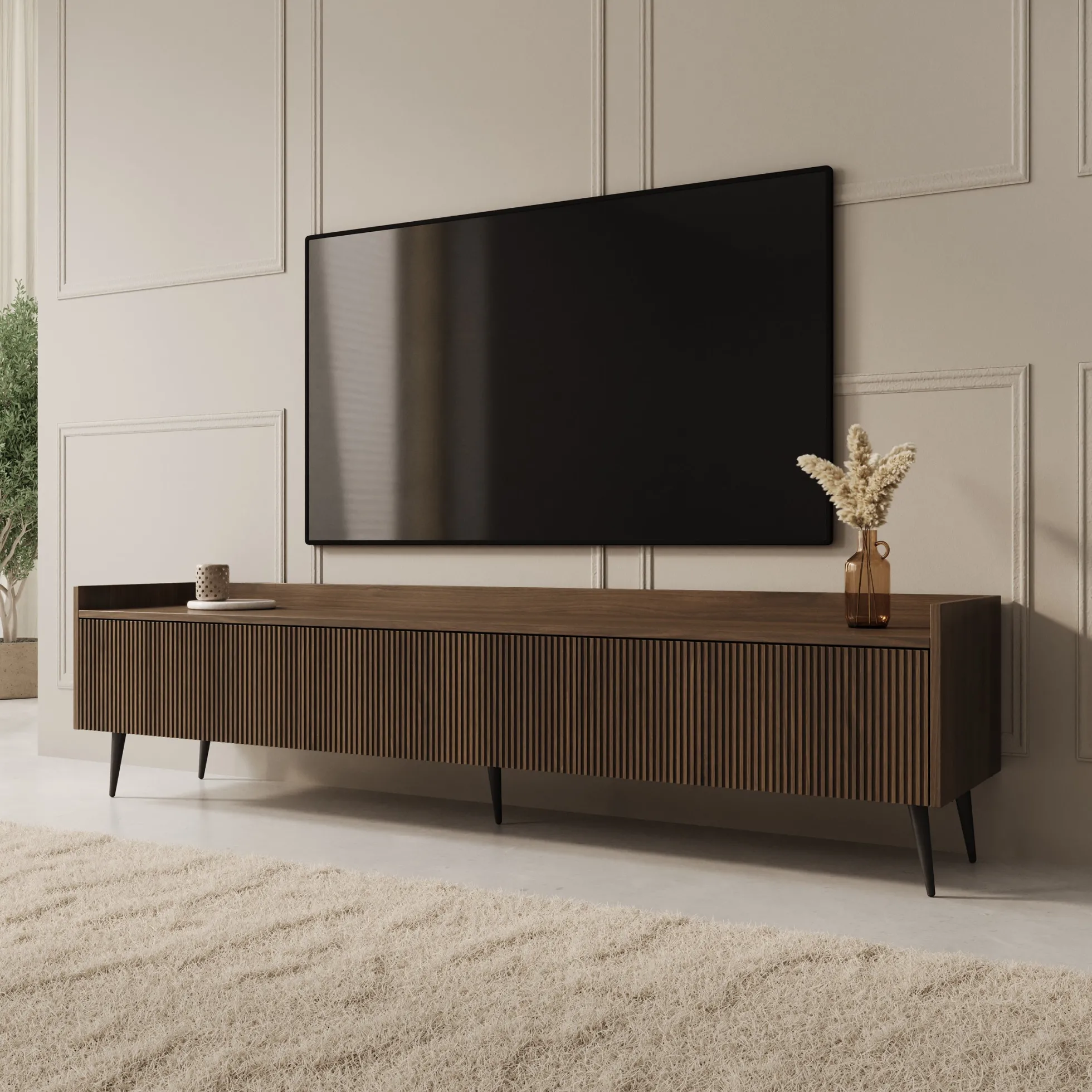 Asty - TV-Meubel - Donker eiken - 180x40x45 cm
