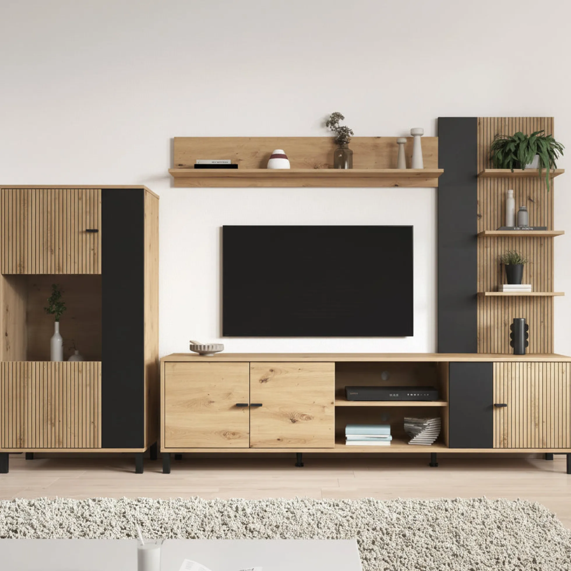 Austin - Wandmeubel - Eiken - 188x40x52 cm