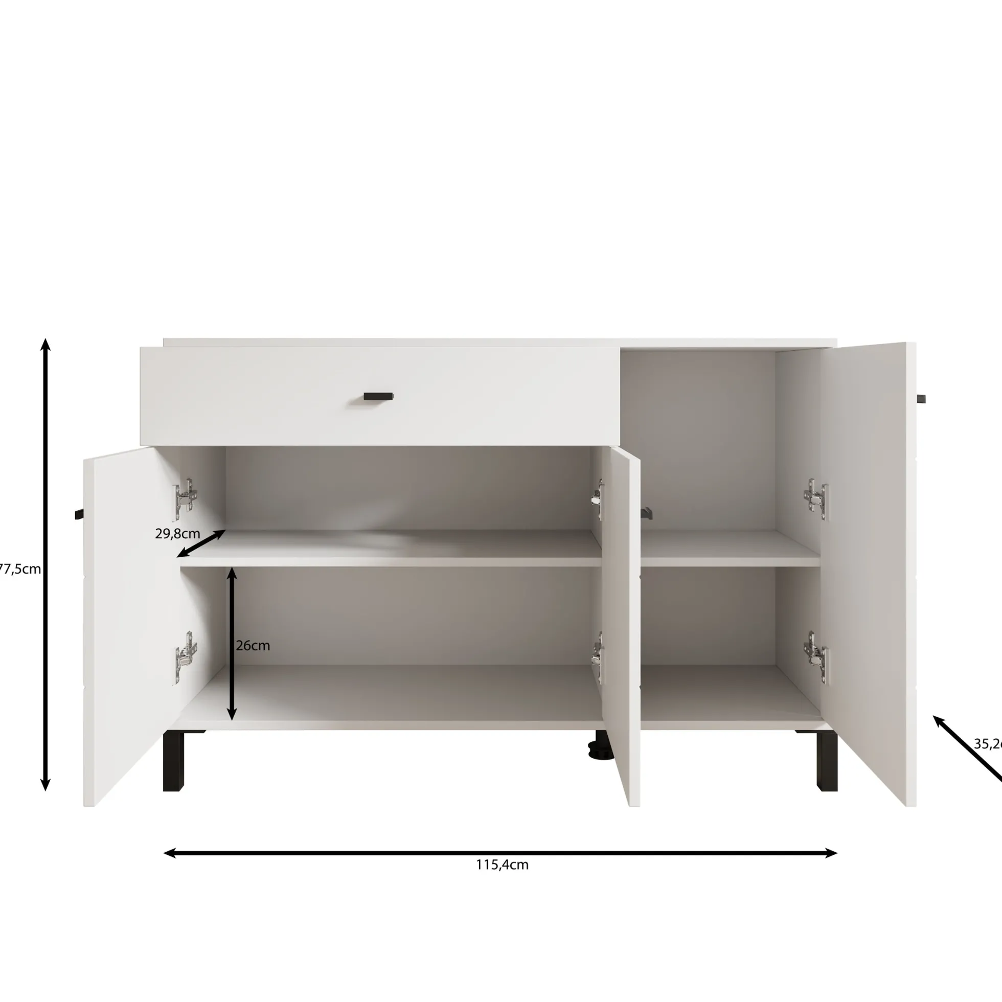 Avellio - Dressoir - Wit - 116x35x78 cm