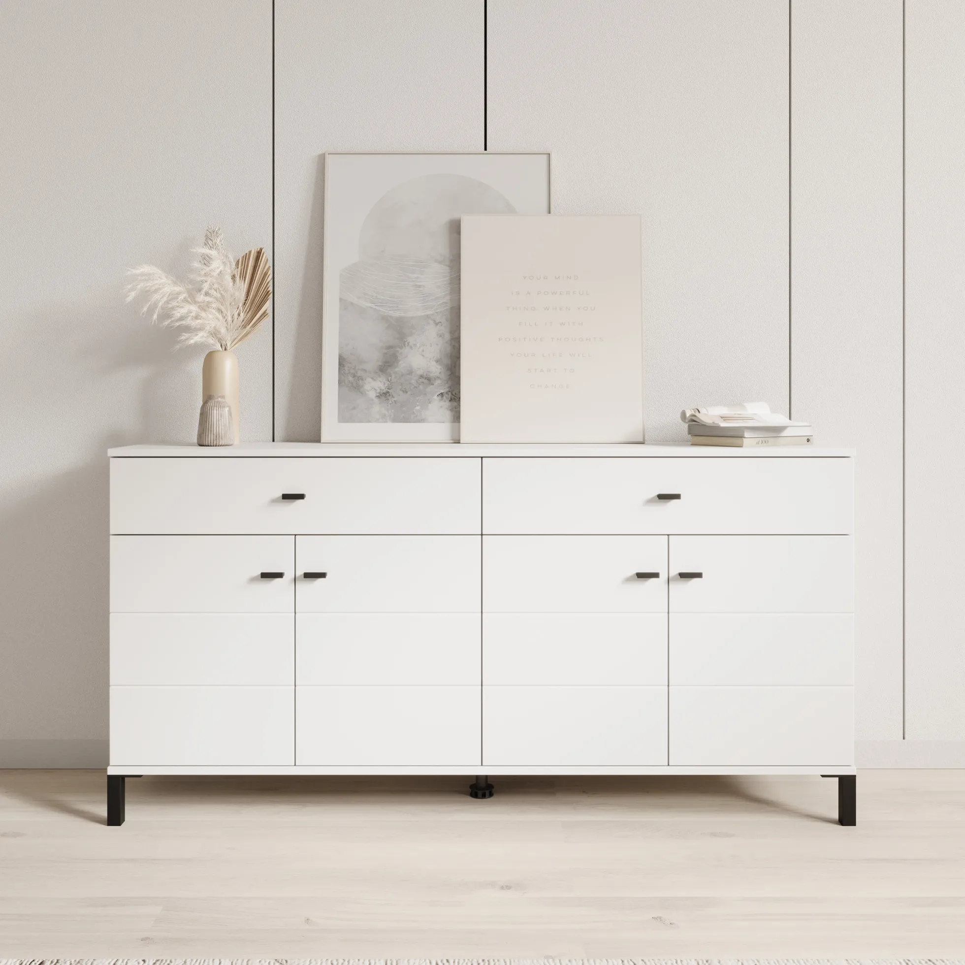 Avellio - Dressoir - Wit - 154x35x78 cm