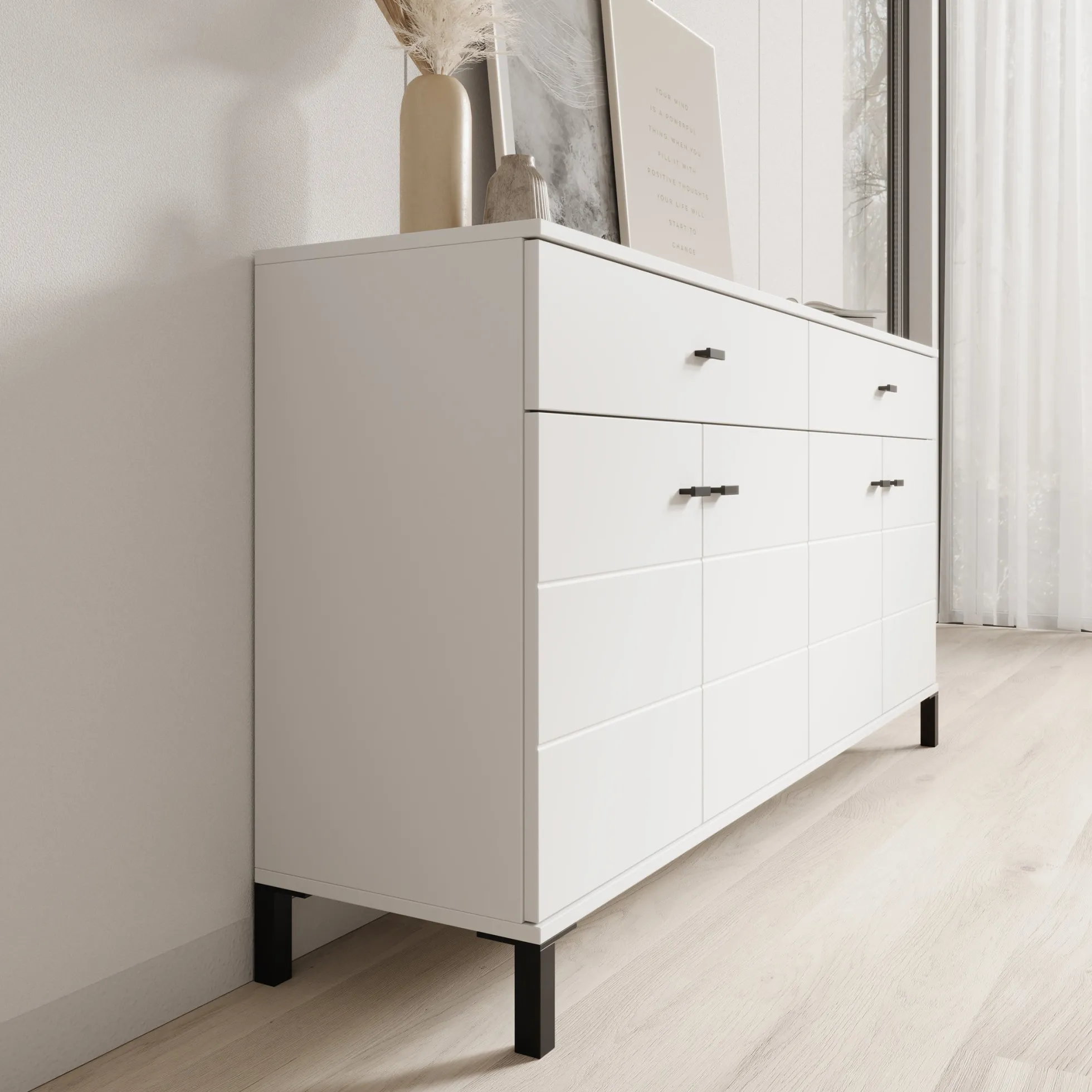 Avellio - Dressoir - Wit - 154x35x78 cm