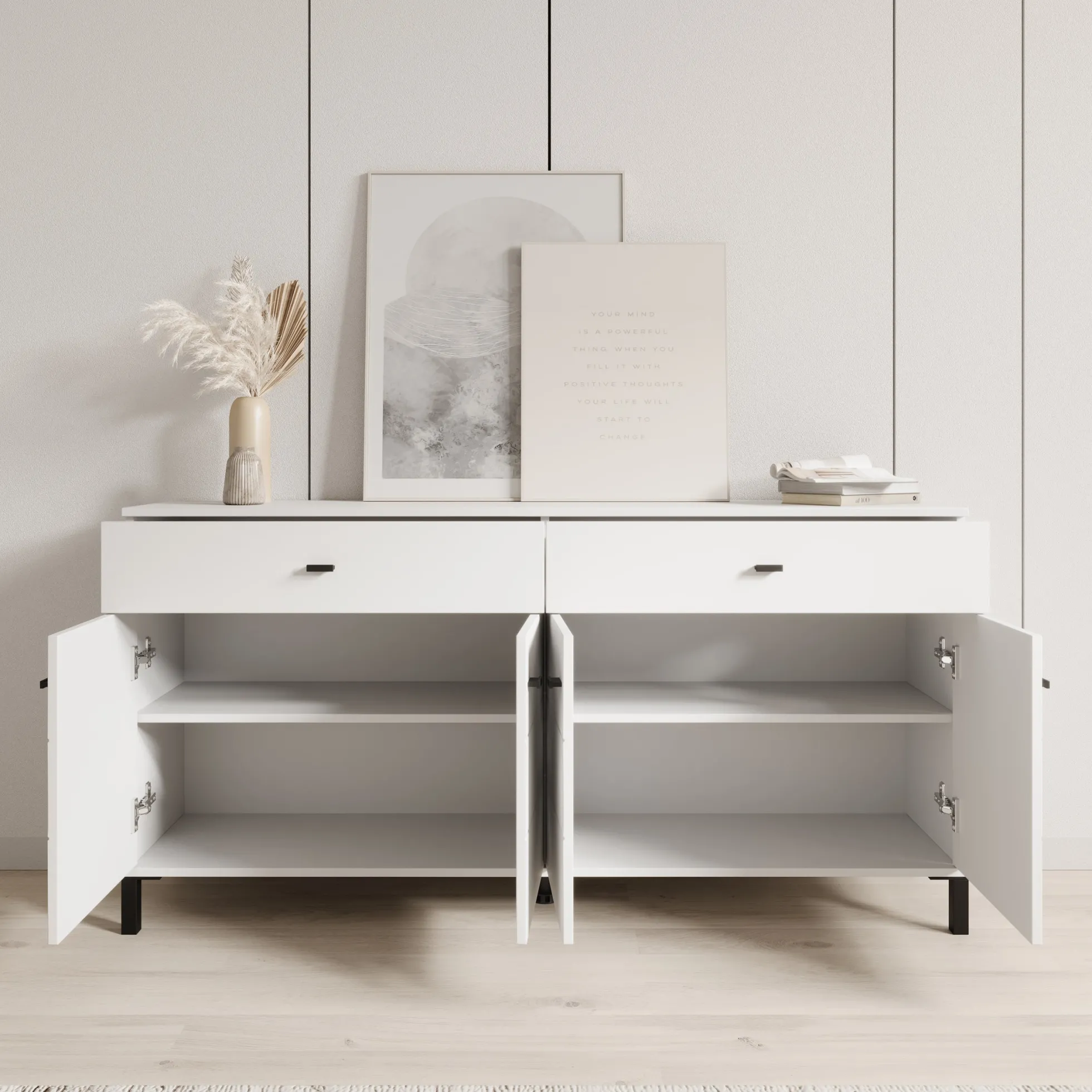 Avellio - Dressoir - Wit - 154x35x78 cm