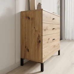 Avellio - Ladekast met 3 lades - Eikenpatroon - 77x35x78 cm