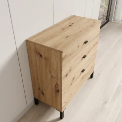 Avellio - Ladekast met 3 lades - Eikenpatroon - 77x35x78 cm