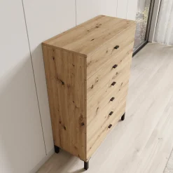 Avellio - Ladekast met 6 lades - Eikenpatroon - 77x35x110 cm