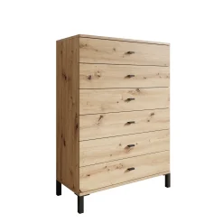 Avellio - Ladekast met 6 lades - Eikenpatroon - 77x35x110 cm