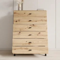 Avellio - Ladekast met 6 lades - Eikenpatroon - 77x35x110 cm