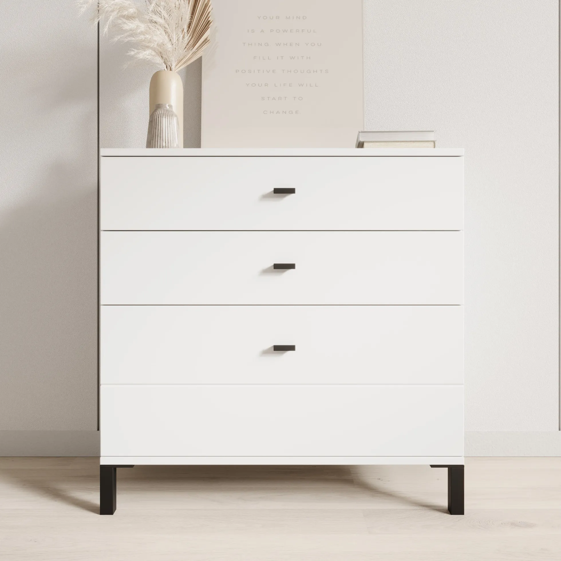 Avellio - Ladekast met 3 lades - Wit - 77x35x78 cm