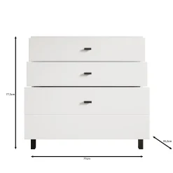 Avellio - Ladekast met 3 lades - Wit - 77x35x78 cm