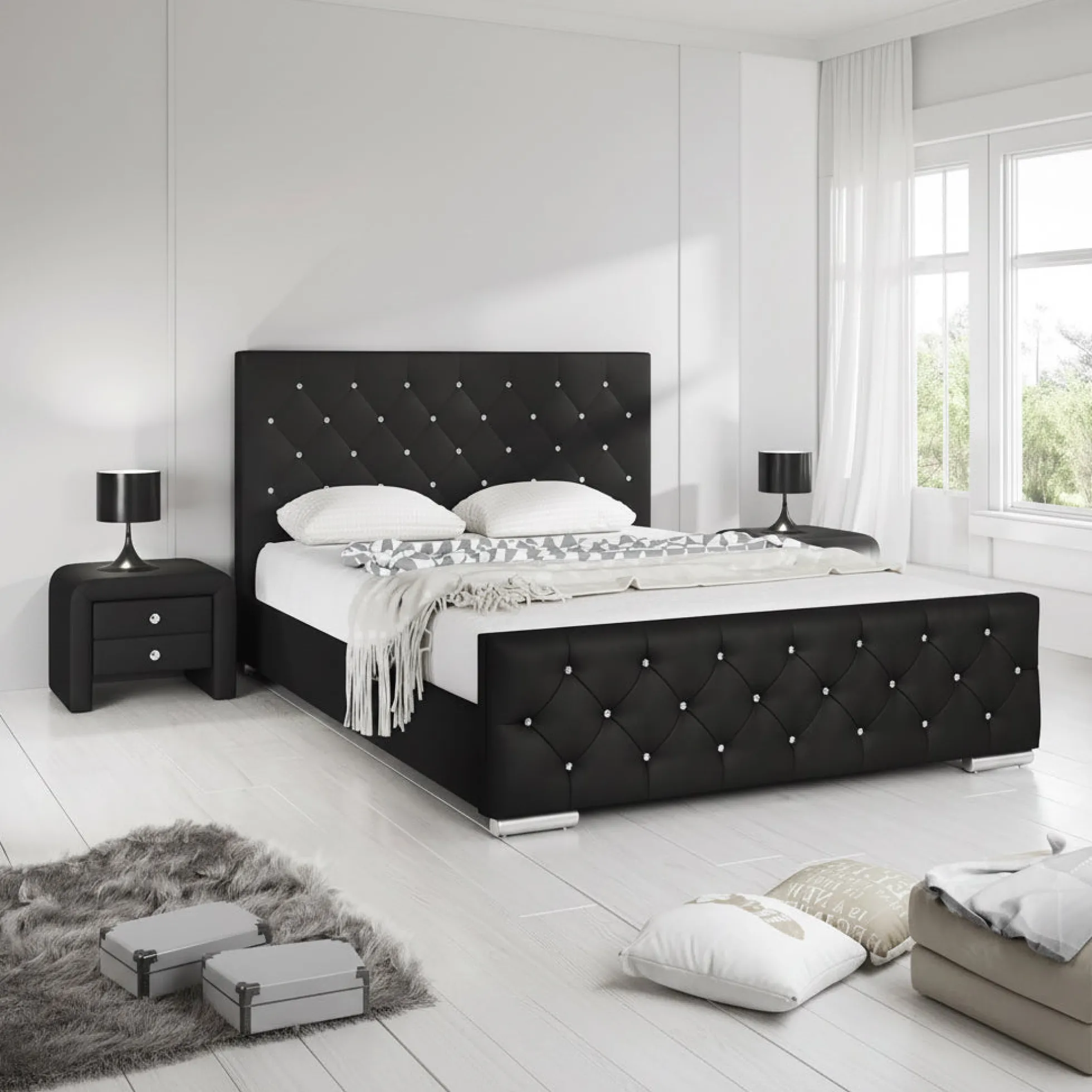 Aventura Diamond - Tweepersoonsbed - Zwart - 180x200 cm