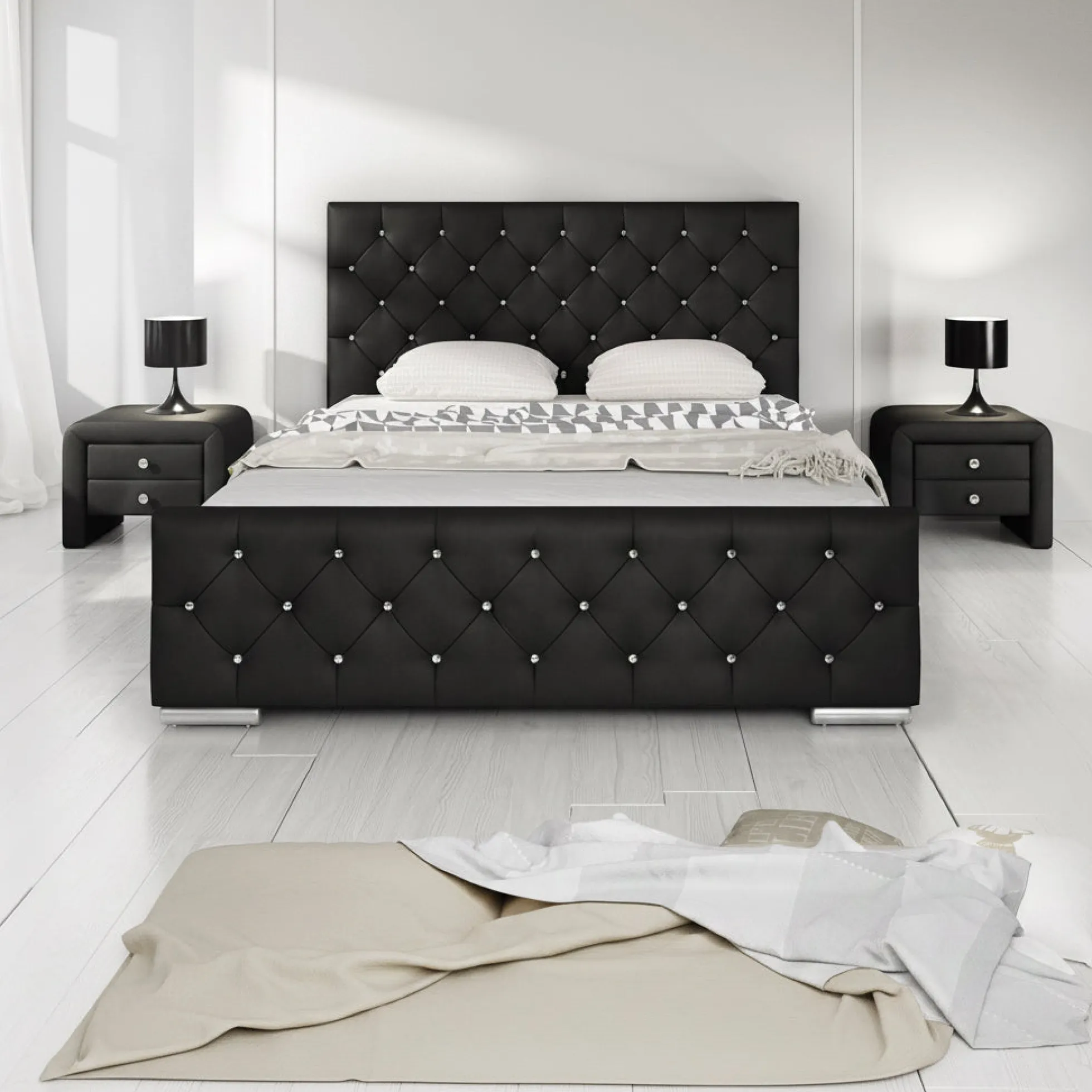 Aventura Diamond - Tweepersoonsbed - Zwart - 180x200 cm