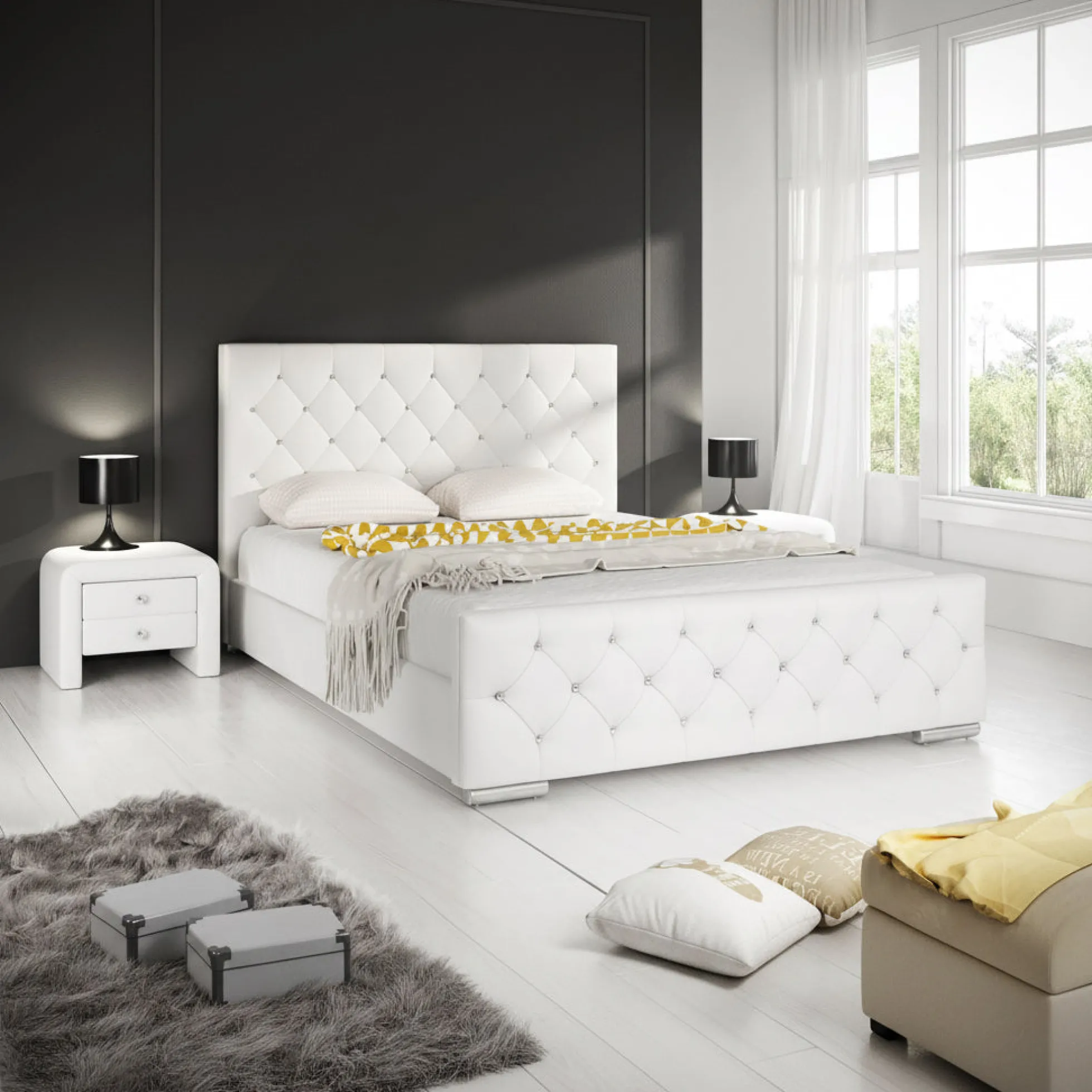 Aventura Diamond - Tweepersoonsbed - Wit - 180x200 cm