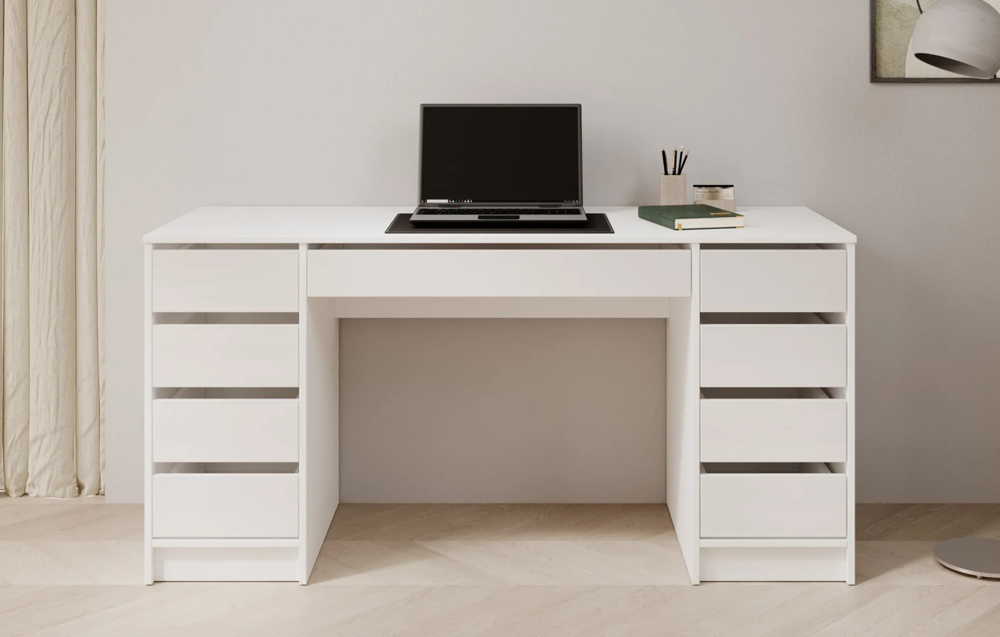 Avio 2 - Bureau - Wit hoogglans - 154x55 cm