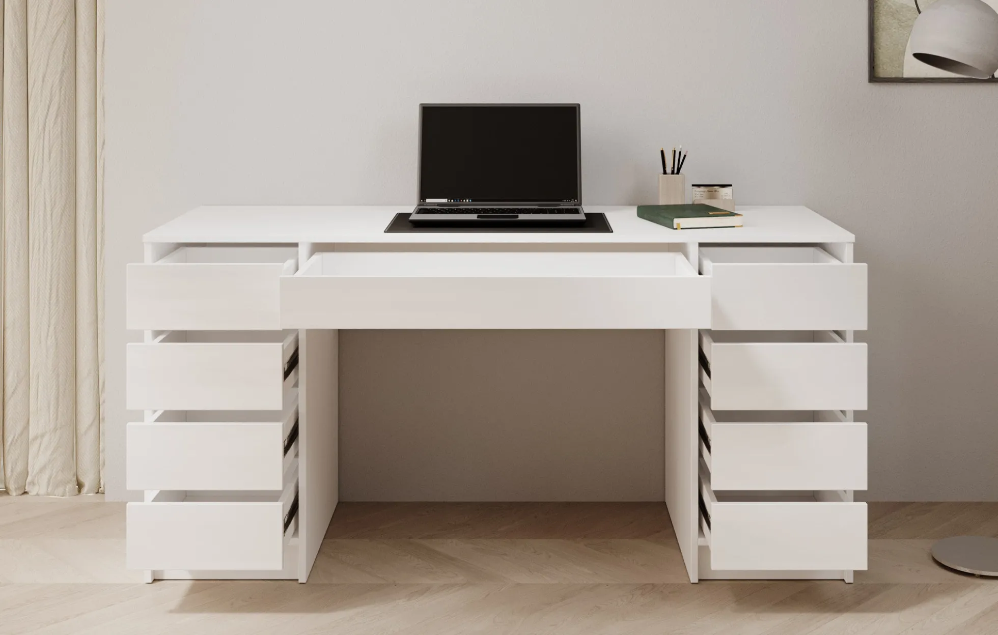 Avio 2 - Bureau - Wit hoogglans - 154x55 cm