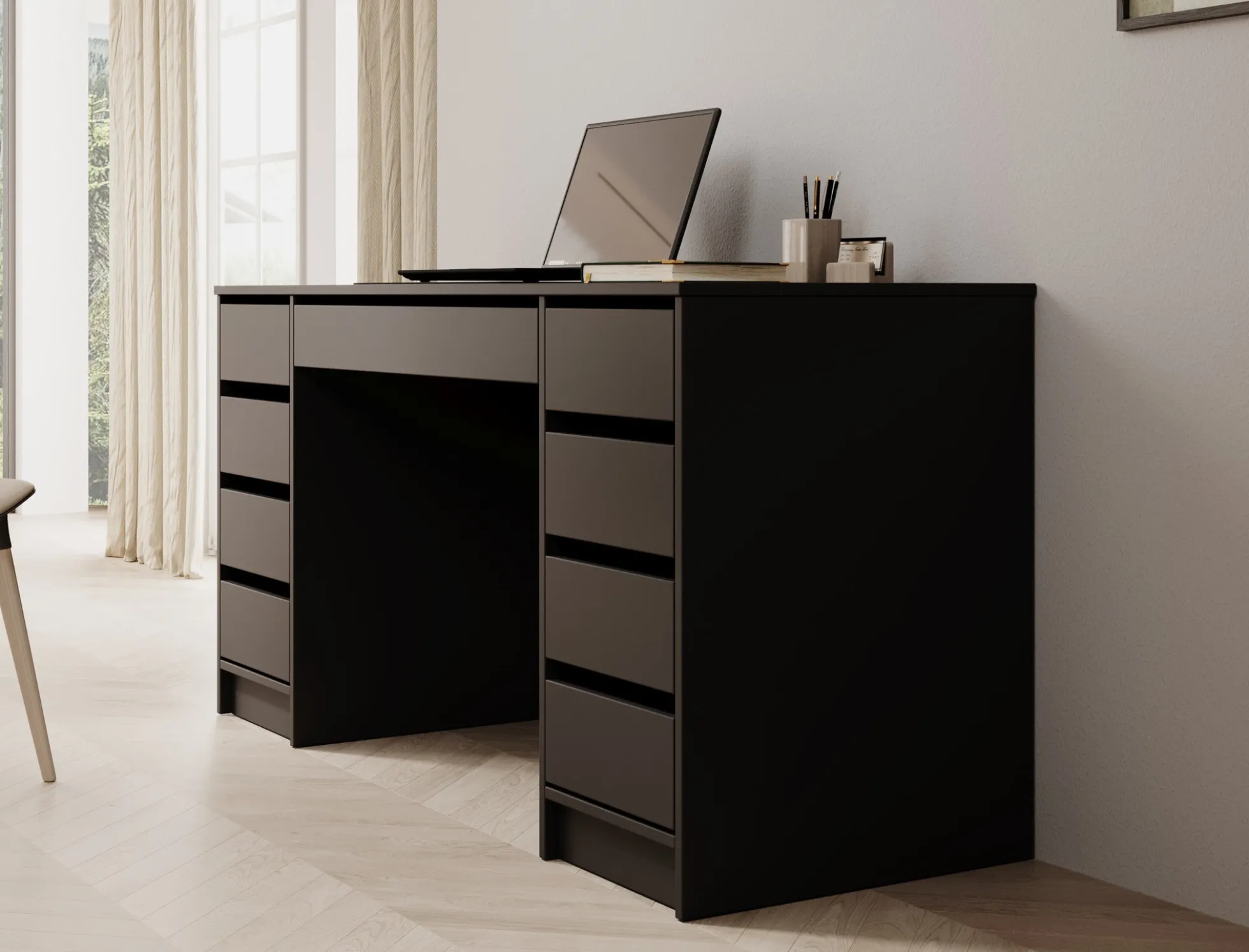 Avio 2 - Bureau - Zwart - 154x55 cm
