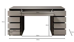 Avio 2 - Bureau - Zwart - 154x55 cm