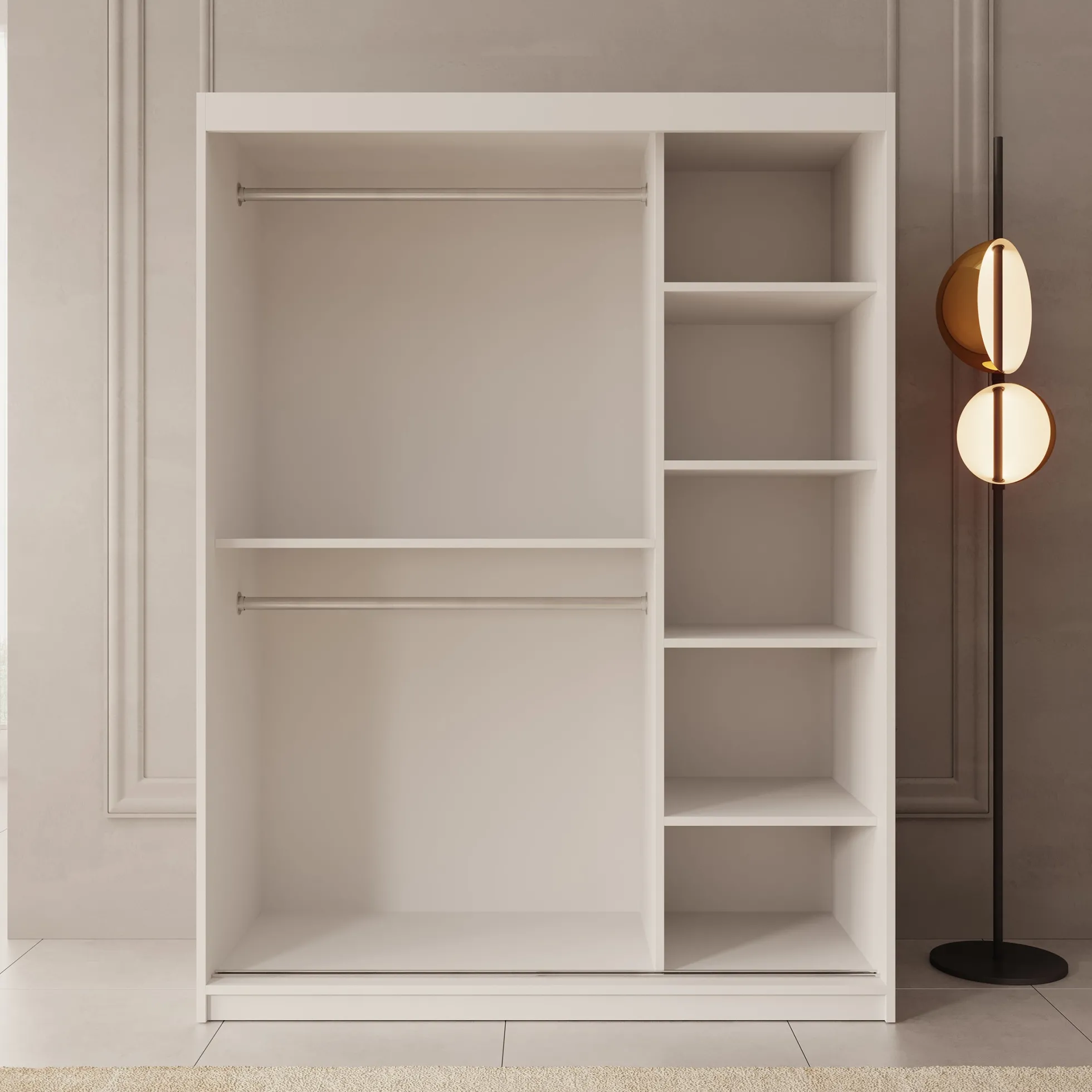 Azai - Kledingkast met schuifdeuren - Wit - 150x62x200 cm