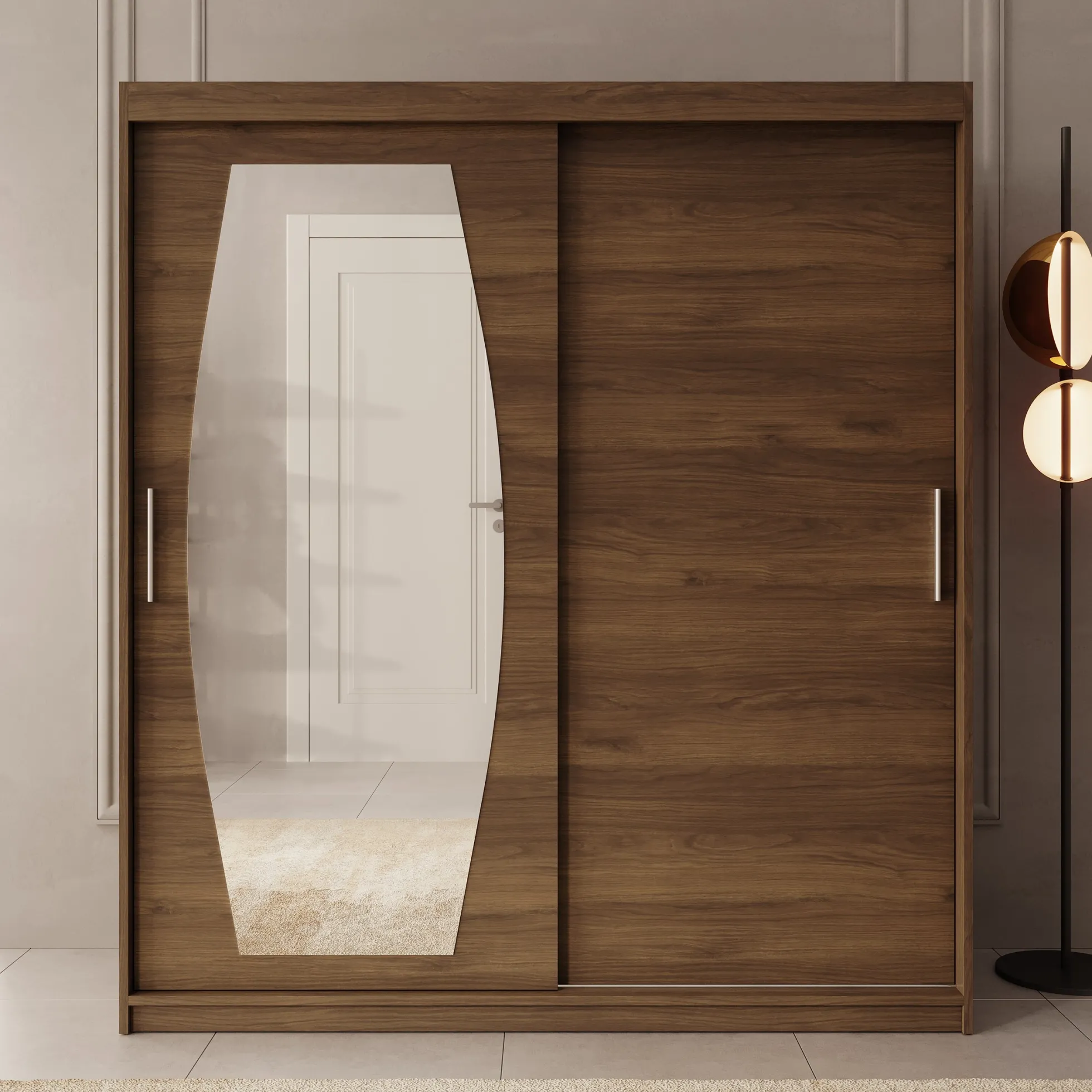 Azai - Kledingkast met schuifdeuren - Walnootpatroon - 180x62x200 cm