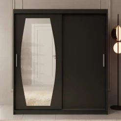 Azai - Kledingkast met schuifdeuren - Zwart - 180x62x200 cm