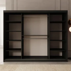 Azai - Kledingkast met schuifdeuren - Zwart - 250x62x200 cm