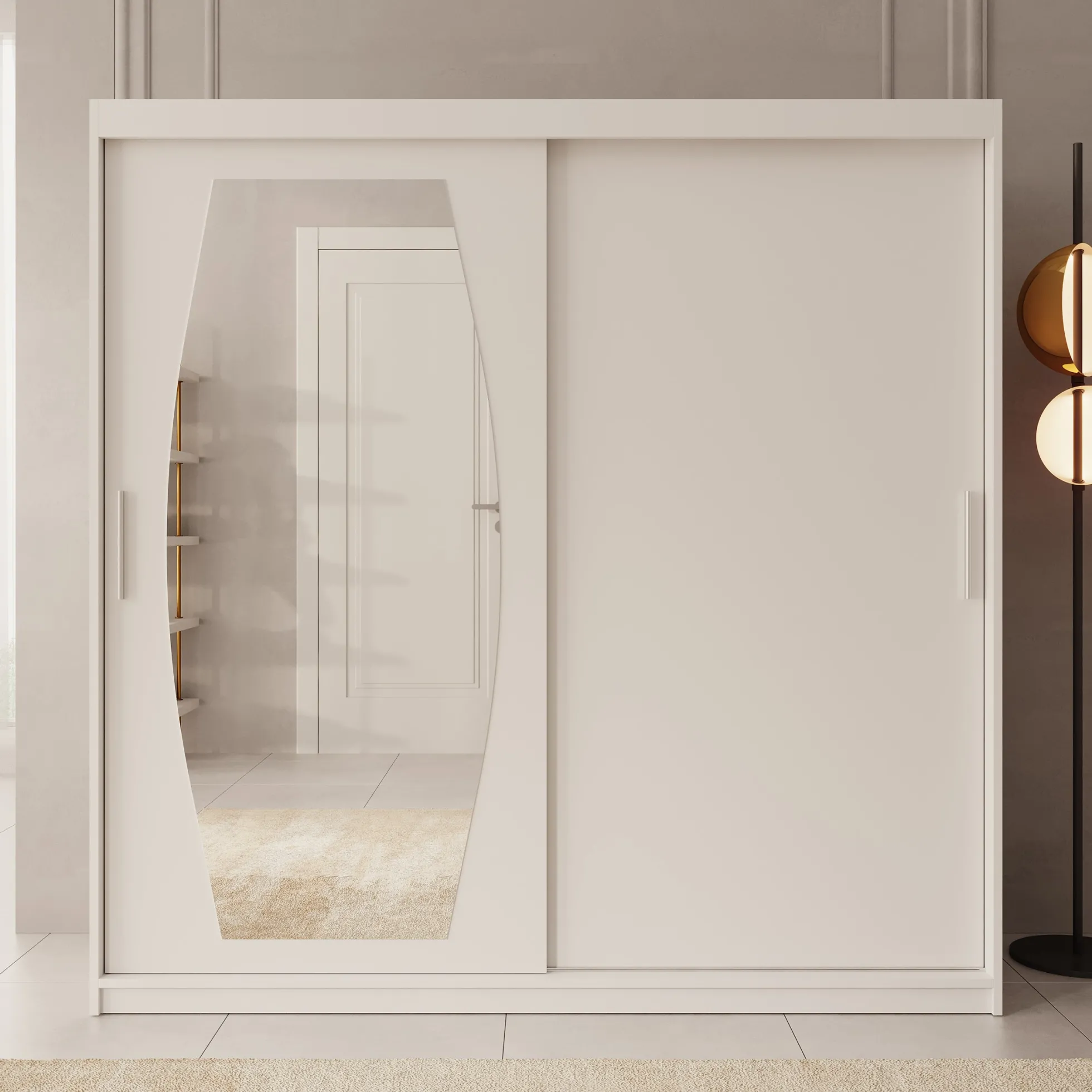 Azai - Kledingkast met schuifdeuren - Wit - 200x62x200 cm