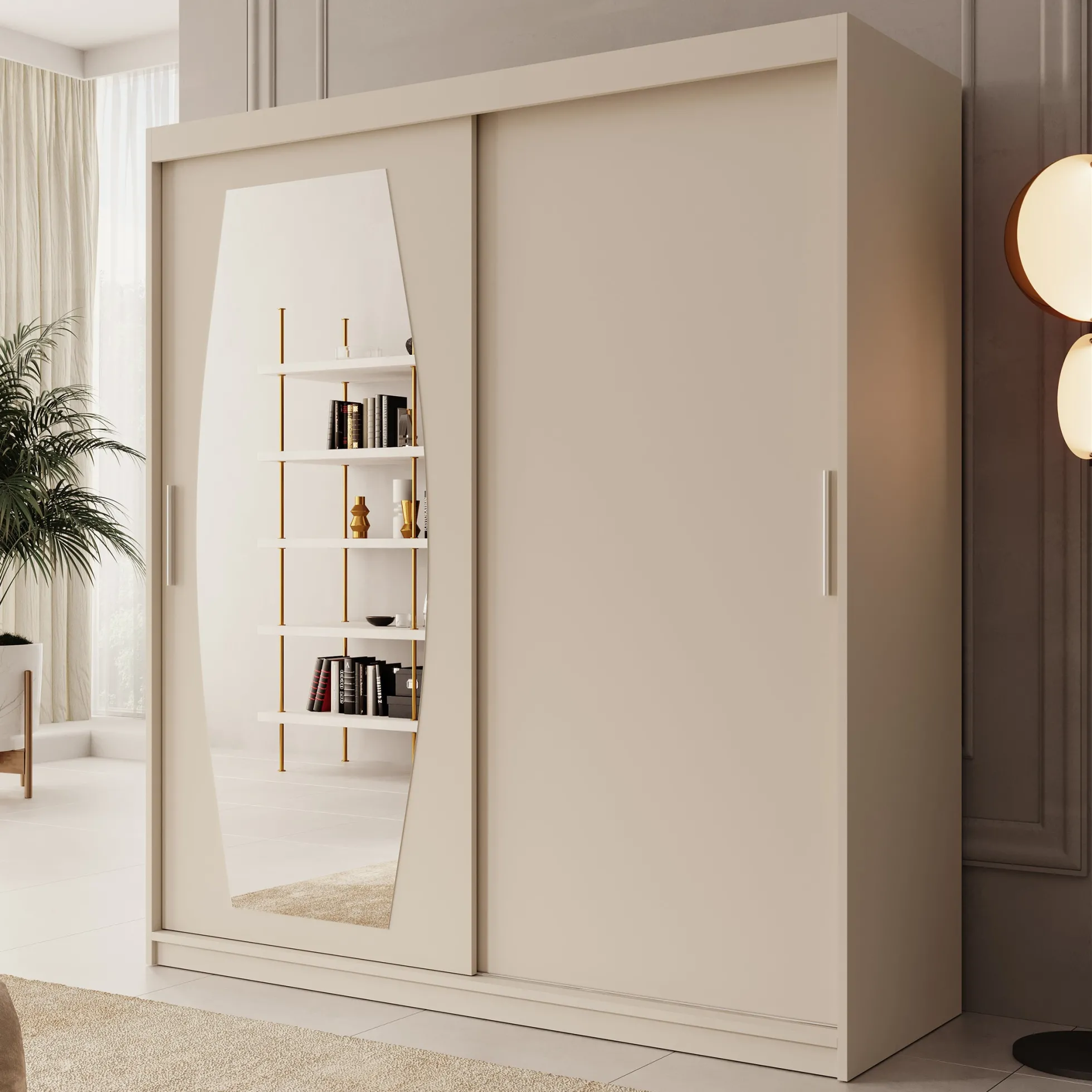 Azai - Kledingkast met schuifdeuren - Beige - 180x62x200 cm