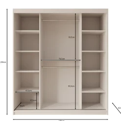 Azai - Kledingkast met schuifdeuren - Beige - 180x62x200 cm