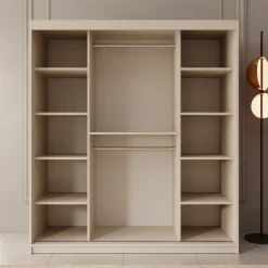 Azai - Kledingkast met schuifdeuren - Beige - 180x62x200 cm