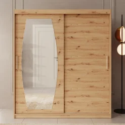 Azai - Kledingkast met schuifdeuren - Eiken - 180x62x200 cm