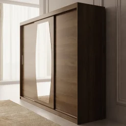 Azai - Kledingkast met schuifdeuren - Walnootpatroon - 250x62x200 cm