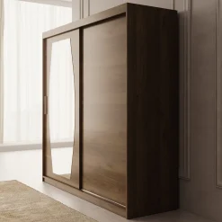 Azai - Kledingkast met schuifdeuren - Walnootpatroon - 200x62x200 cm